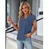 imageBlooming Jelly Womens Dressy Casual Tops Business Work Blouses White Button Down Shirts Cap Sleeve V Neck TshirtGrey Blue