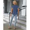 imageBlooming Jelly Womens Dressy Casual Tops Business Work Blouses White Button Down Shirts Cap Sleeve V Neck TshirtGrey Blue