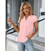 imageBlooming Jelly Womens Dressy Casual Tops Business Work Blouses White Button Down Shirts Cap Sleeve V Neck TshirtLight Pink