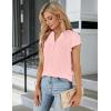 imageBlooming Jelly Womens Dressy Casual Tops Business Work Blouses White Button Down Shirts Cap Sleeve V Neck TshirtLight Pink