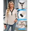imageBlooming Jelly Womens Dressy Casual Tops Business Work Blouses White Button Down Shirts Cap Sleeve V Neck TshirtLong Sleeve Apricot