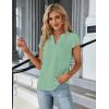 imageBlooming Jelly Womens Dressy Casual Tops Business Work Blouses White Button Down Shirts Cap Sleeve V Neck TshirtMint Green
