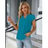 imageBlooming Jelly Womens Dressy Casual Tops Business Work Blouses White Button Down Shirts Cap Sleeve V Neck TshirtPeacock Blue