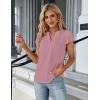 imageBlooming Jelly Womens Dressy Casual Tops Business Work Blouses White Button Down Shirts Cap Sleeve V Neck TshirtPink