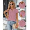 imageBlooming Jelly Womens Dressy Casual Tops Business Work Blouses White Button Down Shirts Cap Sleeve V Neck TshirtPink
