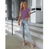 imageBlooming Jelly Womens Dressy Casual Tops Business Work Blouses White Button Down Shirts Cap Sleeve V Neck TshirtPurple