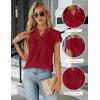 imageBlooming Jelly Womens Dressy Casual Tops Business Work Blouses White Button Down Shirts Cap Sleeve V Neck TshirtRed