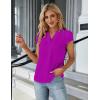 imageBlooming Jelly Womens Dressy Casual Tops Business Work Blouses White Button Down Shirts Cap Sleeve V Neck TshirtRose Purple