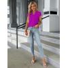 imageBlooming Jelly Womens Dressy Casual Tops Business Work Blouses White Button Down Shirts Cap Sleeve V Neck TshirtRose Purple