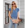 imageBlooming Jelly Womens Dressy Casual Tops Business Work Blouses White Button Down Shirts Cap Sleeve V Neck TshirtRuffle Sleeve Haze Blue