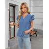 imageBlooming Jelly Womens Dressy Casual Tops Business Work Blouses White Button Down Shirts Cap Sleeve V Neck TshirtRuffle Sleeve Haze Blue