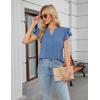imageBlooming Jelly Womens Dressy Casual Tops Business Work Blouses White Button Down Shirts Cap Sleeve V Neck TshirtRuffle Sleeve Haze Blue