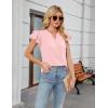 imageBlooming Jelly Womens Dressy Casual Tops Business Work Blouses White Button Down Shirts Cap Sleeve V Neck TshirtRuffle Sleeve Pink