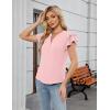 imageBlooming Jelly Womens Dressy Casual Tops Business Work Blouses White Button Down Shirts Cap Sleeve V Neck TshirtRuffle Sleeve Pink