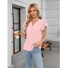 imageBlooming Jelly Womens Dressy Casual Tops Business Work Blouses White Button Down Shirts Cap Sleeve V Neck TshirtRuffle Sleeve Pink