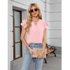 imageBlooming Jelly Womens Dressy Casual Tops Business Work Blouses White Button Down Shirts Cap Sleeve V Neck TshirtRuffle Sleeve Pink