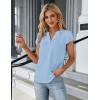 imageBlooming Jelly Womens Dressy Casual Tops Business Work Blouses White Button Down Shirts Cap Sleeve V Neck TshirtSky Blue