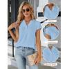 imageBlooming Jelly Womens Dressy Casual Tops Business Work Blouses White Button Down Shirts Cap Sleeve V Neck TshirtSky Blue