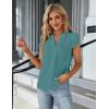 imageBlooming Jelly Womens Dressy Casual Tops Business Work Blouses White Button Down Shirts Cap Sleeve V Neck TshirtTurquoise