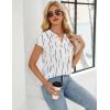 imageBlooming Jelly Womens Dressy Casual Tops Business Work Blouses White Button Down Shirts Cap Sleeve V Neck TshirtWhite With Line
