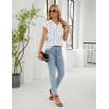 imageBlooming Jelly Womens Dressy Casual Tops Business Work Blouses White Button Down Shirts Cap Sleeve V Neck TshirtWhite With Line