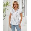imageBlooming Jelly Womens Dressy Casual Tops Business Work Blouses White Button Down Shirts Cap Sleeve V Neck TshirtWhite With Line