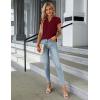 imageBlooming Jelly Womens Dressy Casual Tops Business Work Blouses White Button Down Shirts Cap Sleeve V Neck TshirtWine Red
