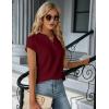 imageBlooming Jelly Womens Dressy Casual Tops Business Work Blouses White Button Down Shirts Cap Sleeve V Neck TshirtWine Red