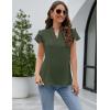 imageBlooming Jelly Womens Dressy Casual Tops Ruffle Short Sleeve V Neck Shirts Elegant Business Work BlouseArmy Green