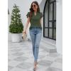 imageBlooming Jelly Womens Dressy Casual Tops Ruffle Short Sleeve V Neck Shirts Elegant Business Work BlouseArmy Green