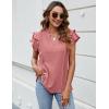 imageBlooming Jelly Womens Dressy Casual Tops Ruffle Short Sleeve V Neck Shirts Elegant Business Work BlouseBean Paste Red