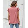imageBlooming Jelly Womens Dressy Casual Tops Ruffle Short Sleeve V Neck Shirts Elegant Business Work BlouseBean Paste Red