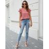 imageBlooming Jelly Womens Dressy Casual Tops Ruffle Short Sleeve V Neck Shirts Elegant Business Work BlouseBean Paste Red