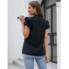 imageBlooming Jelly Womens Dressy Casual Tops Ruffle Short Sleeve V Neck Shirts Elegant Business Work BlouseBlack