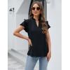 imageBlooming Jelly Womens Dressy Casual Tops Ruffle Short Sleeve V Neck Shirts Elegant Business Work BlouseBlack