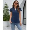 imageBlooming Jelly Womens Dressy Casual Tops Ruffle Short Sleeve V Neck Shirts Elegant Business Work BlouseBlue