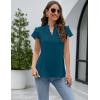 imageBlooming Jelly Womens Dressy Casual Tops Ruffle Short Sleeve V Neck Shirts Elegant Business Work BlouseDark Cyan