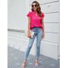 imageBlooming Jelly Womens Dressy Casual Tops Ruffle Short Sleeve V Neck Shirts Elegant Business Work BlouseHot Pink