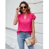 imageBlooming Jelly Womens Dressy Casual Tops Ruffle Short Sleeve V Neck Shirts Elegant Business Work BlouseHot Pink