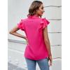 imageBlooming Jelly Womens Dressy Casual Tops Ruffle Short Sleeve V Neck Shirts Elegant Business Work BlouseHot Pink