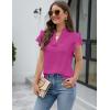 imageBlooming Jelly Womens Dressy Casual Tops Ruffle Short Sleeve V Neck Shirts Elegant Business Work BlouseOrchid