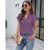 imageBlooming Jelly Womens Dressy Casual Tops Ruffle Short Sleeve V Neck Shirts Elegant Business Work BlousePurple