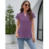 imageBlooming Jelly Womens Dressy Casual Tops Ruffle Short Sleeve V Neck Shirts Elegant Business Work BlousePurple