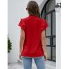 imageBlooming Jelly Womens Dressy Casual Tops Ruffle Short Sleeve V Neck Shirts Elegant Business Work BlouseRed
