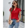 imageBlooming Jelly Womens Dressy Casual Tops Ruffle Short Sleeve V Neck Shirts Elegant Business Work BlouseRed
