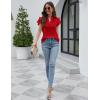 imageBlooming Jelly Womens Dressy Casual Tops Ruffle Short Sleeve V Neck Shirts Elegant Business Work BlouseRed
