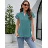imageBlooming Jelly Womens Dressy Casual Tops Ruffle Short Sleeve V Neck Shirts Elegant Business Work BlouseTurquoise