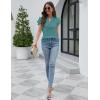 imageBlooming Jelly Womens Dressy Casual Tops Ruffle Short Sleeve V Neck Shirts Elegant Business Work BlouseTurquoise