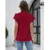 imageBlooming Jelly Womens Dressy Casual Tops Ruffle Short Sleeve V Neck Shirts Elegant Business Work BlouseWine Red