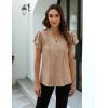 imageBlooming Jelly Womens Dressy Casual Tops V Neck Button Down Shirts Ruffle Short Sleeve BlouseApricot